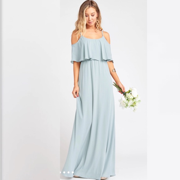 SHOW ME YOUR MUMU Cold Shoulder Chiffon Gown Size Medium Elegant Formal Dress